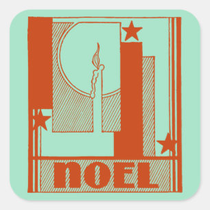 Art Deco Noel Christmas Square Sticker