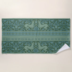 Art Deco Nouveau Dog Nature Animal Pattern Beach Towel