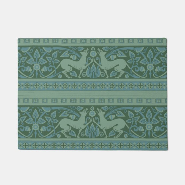 Art Deco Nouveau Dog Nature Animal Pattern Doormat (Front)