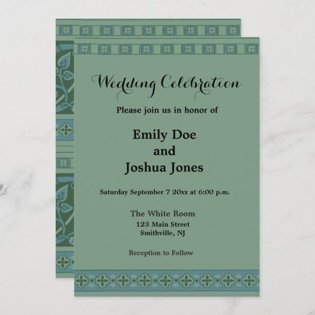 Art Deco Nouveau Dog Nature Animal Pattern Invitation (Front/Back)