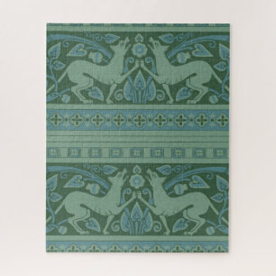 Art Deco Nouveau Dog Nature Animal Pattern Jigsaw Puzzle
