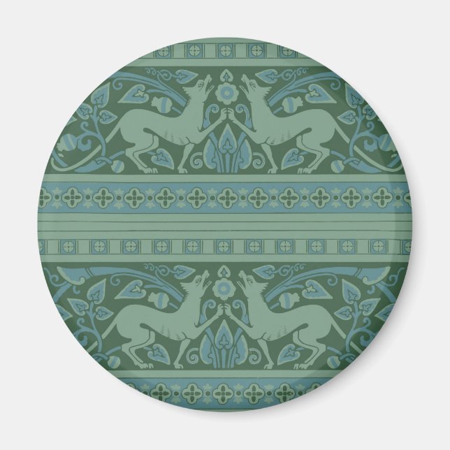 Art Deco Nouveau Dog Nature Animal Pattern Magnet (Front)