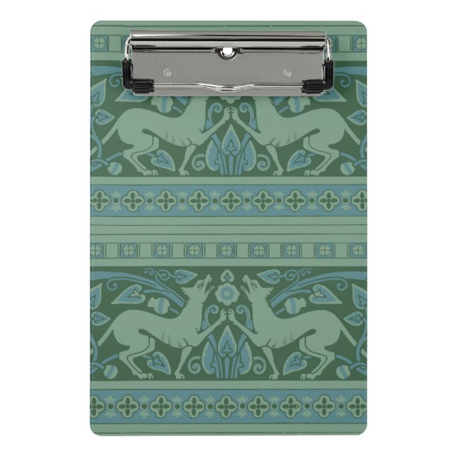 Art Deco Nouveau Dog Nature Animal Pattern Mini Clipboard (Front)