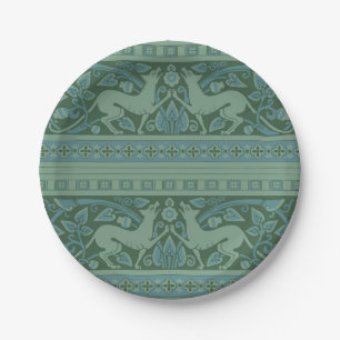 Art Deco Nouveau Dog Nature Animal Pattern Paper Plate