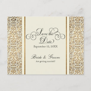 Art Deco Nouveau Faux Gold Floral Damask Lace Invitation Postcard