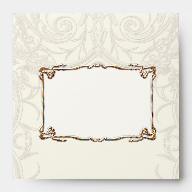 Art Deco Nouveau Gatsby Style Gold n Lace Look Envelope (Front)