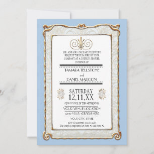 Art Deco Nouveau Gatsby Style Gold n Lace Look Invitation
