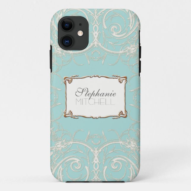 Art Deco Nouveau Lace n Gold Look Personalised Case-Mate iPhone Case (Back)