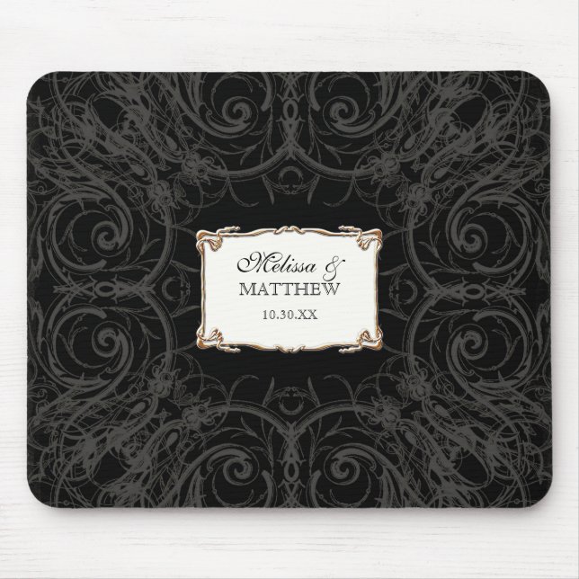 Art Deco Nouveau Lace n Gold Look Personalised Mouse Mat (Front)