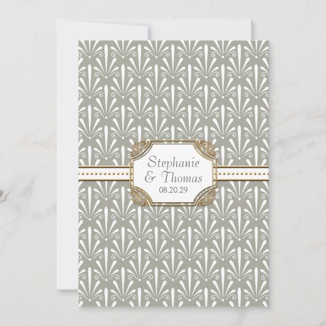 Art Deco Nouveau Modern Fan Shell Pattern Invitation (Front)