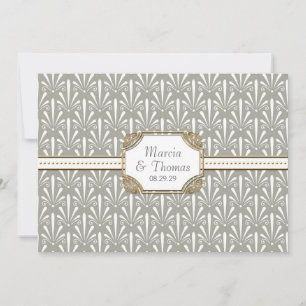 Art Deco Nouveau Modern Fan Shell Pattern Invitation