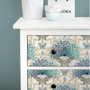 Art Deco Nouveau Peacock Butterfly Gold Decoupage  Tissue Paper