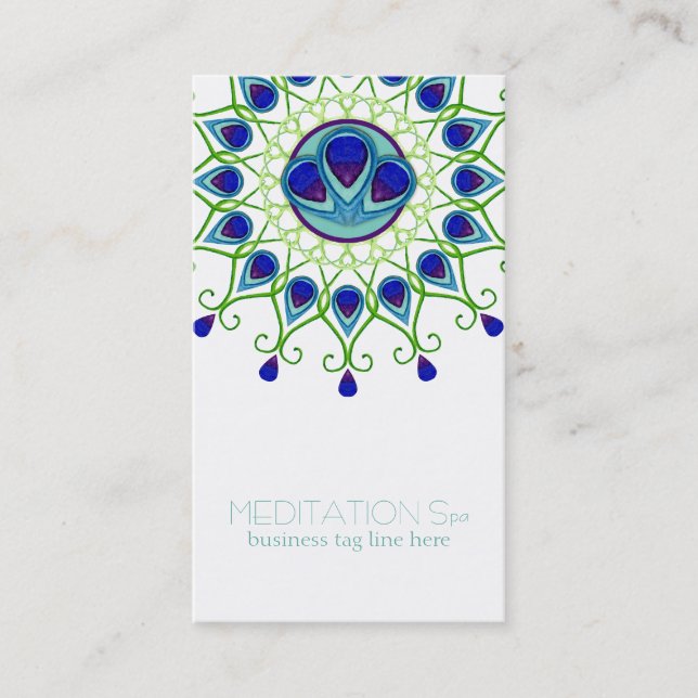Art Deco Nouveau Peacock Feather Modern Business Card (Front)