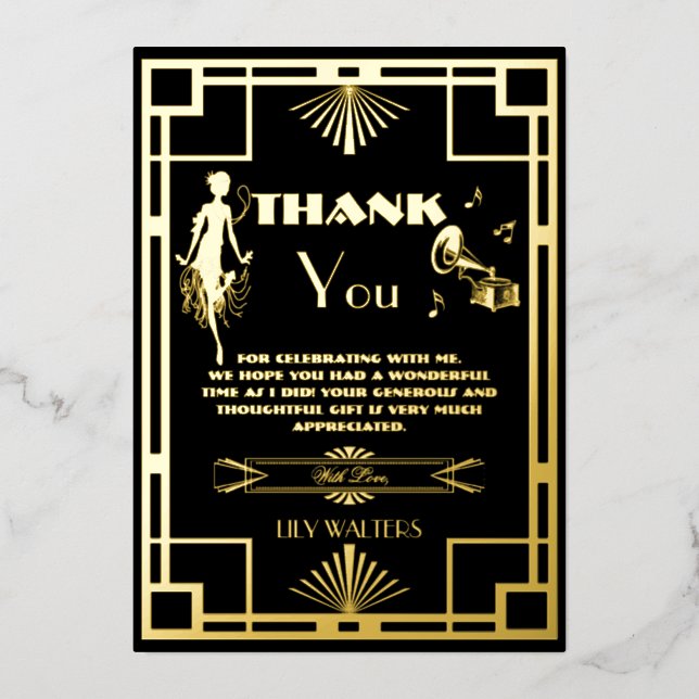Art Deco Nouveu Gatsby Roaring Twenties Thank You  (Front)