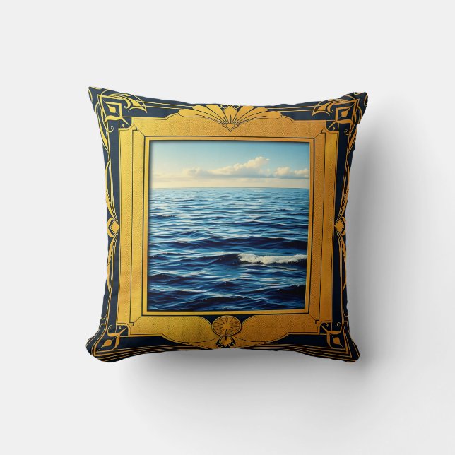Art Deco Ocean Serenity Cushion (Front)