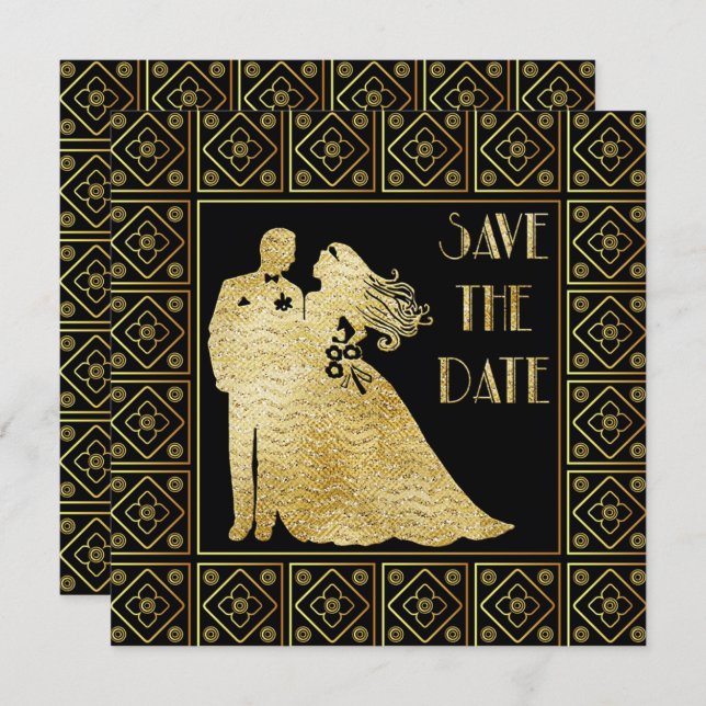 Art Deco Of Save The Date Invitation (Front/Back)