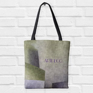Art Deco Olive Green and Purple Abstract Tote Bag