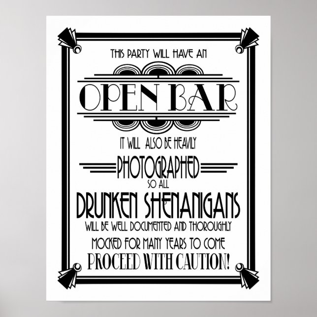 Art Deco Open Bar white B/G colour change Poster (Front)
