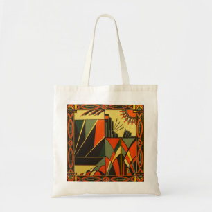 Art Deco Orange retro funky tote bag
