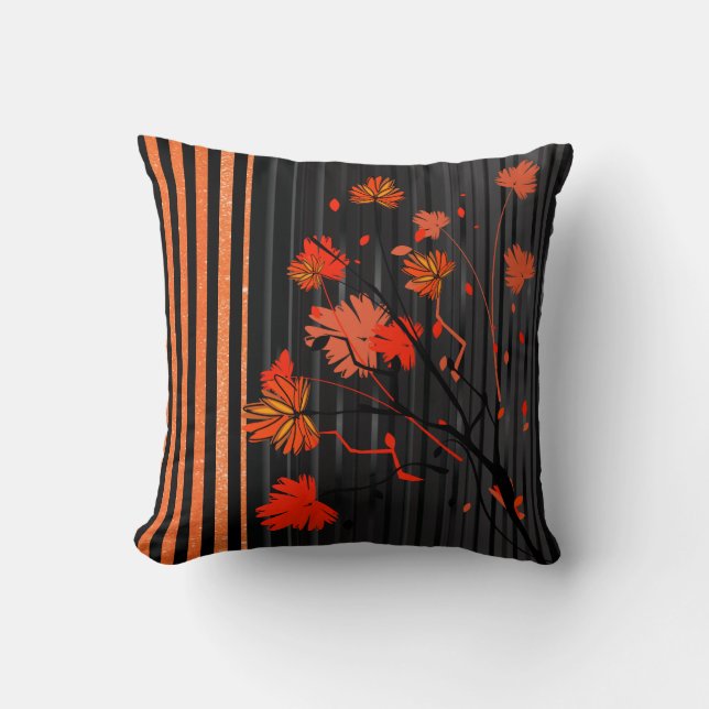 Art Deco Orange Stripe Pattern Cushion (Front)