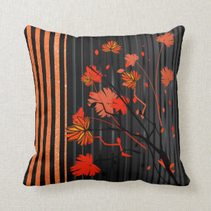 Art Deco Orange Stripe Pattern Cushion