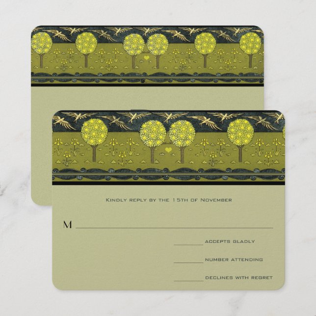 Art Deco Orchard Vintage Bird Wedding Invites (Front/Back)