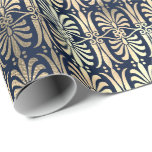 Art Deco Ornament Black Gold Sepia Blue Navy Wrapping Paper<br><div class="desc">florenceK classic chic wrap
florenceK design</div>