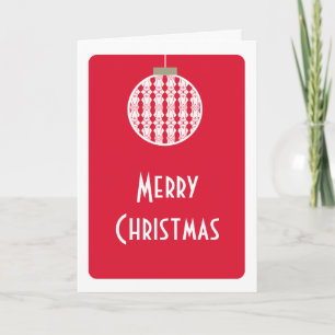Art Deco Ornament Christmas Card, Bright Red Holiday Card