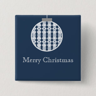 Art Deco Ornament Holday Button, Dark Blue 15 Cm Square Badge