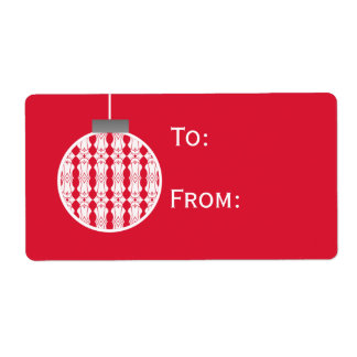 Art Deco Ornament Holiday Gift Tags, Bright Red