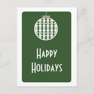 Art Deco Ornament Postcard, Holly Green Holiday Postcard