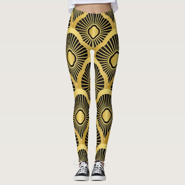 Art Deco Ornament: Seamless Vintage Pattern Leggings (Front)