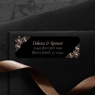 Art Deco Ornamental   Black Copper Nouveau Address