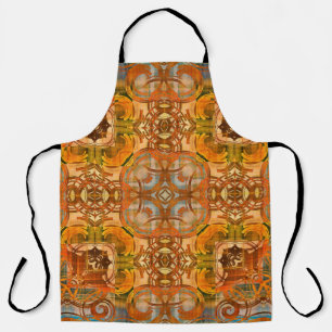 art deco ornamental vintage pattern in orange, old apron