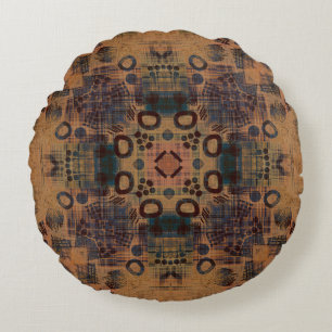 art deco ornamental vintage pattern, S. 7, monochr Round Cushion