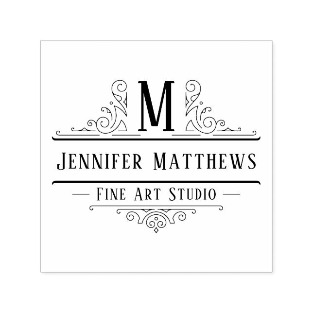 Art Deco Ornate Decorative Swirls Logo | Self-inking Stamp (Design)