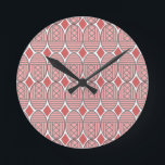 Art Deco Ovals  Round Clock<br><div class="desc">This clock has an art deco design of ovals with gray lines and diamonds inside with diamonds between on a field of white.</div>