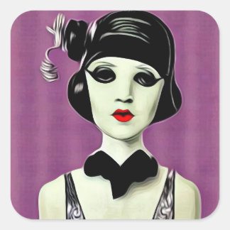 Art Deco Painted Flapper Mannequin Head Square Sticker