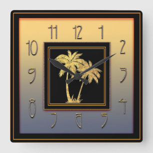 Art Deco Palm Square Wall Clock