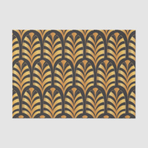 Art Deco Palms black and gold feather Tissue Paper