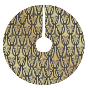 Art Deco Palms: Black Gold. Brushed Polyester Tree Skirt