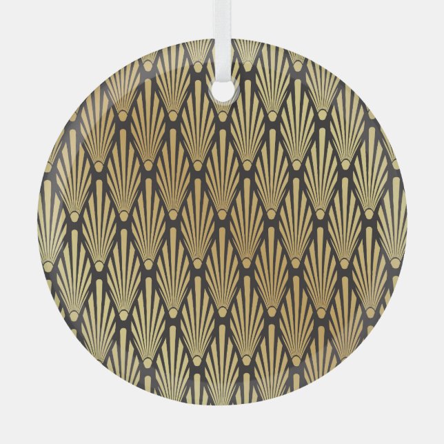 Art Deco Palms: Black Gold. Glass Tree Decoration (Front)