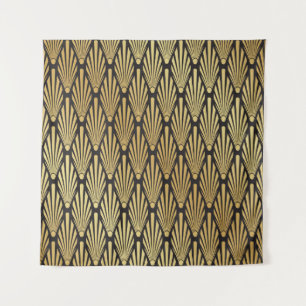 Art Deco Palms: Black Gold. Tapestry