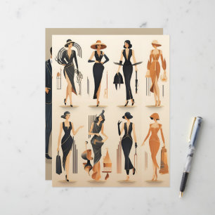Art Deco Paper Dolls Scrapbook Paper