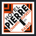 Art Deco Paris French hotel label remake Poster<br><div class="desc">Our remake in highest image quality of a ca. 1930 Art Deco hotel label for a hotel in Paris' most famous avenue.
 Note: you can even,  when hanging to the wall,  tilt the poster to the right to show the diamond shape of the original label.</div>