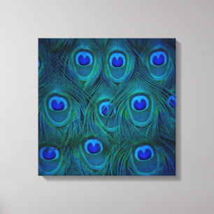 Art Deco  Parisian Teal Green Peacock Feather Canvas Print