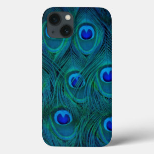 Art Deco  Parisian Teal Green Peacock Feather iPhone 13 Case