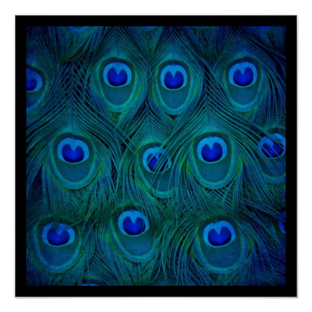 Art Deco  Parisian Teal Green Peacock Feather Poster (Front)