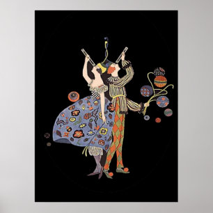 Art Deco Party Couple Celebration Poster