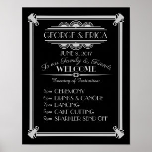 Art Deco party day event planner, order of service Poster
